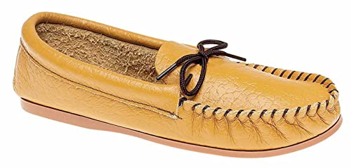 Mokkers Mens Leather Moccasin Slippers Outdoor Sole Size UK 6-13 - Made in England (10) Tan
