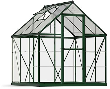 Canopia by Palram Gewächshaus klein Hybrid 6x6 Treibhaus 186x185 cm Aluminium Grün Tomatenhaus Polycarbonatplatten UV-beständig