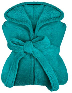 npluseins Accappatoio con cappuccio extra morbido in pile – in colori moderni e diverse misure – unisex e lungo polpaccio, nero, L