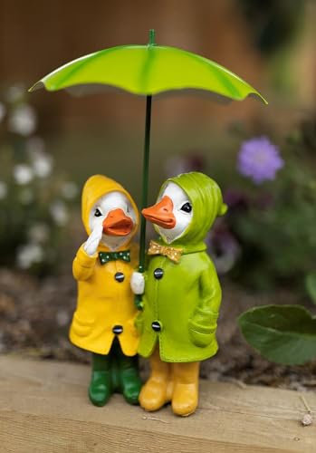 Garden Mile Canard avec Parapluie, décoration de Jardin en Plein air, nouveauté Assis, décoration de Patio, Figurines Fantaisie, Statues, Sculpture