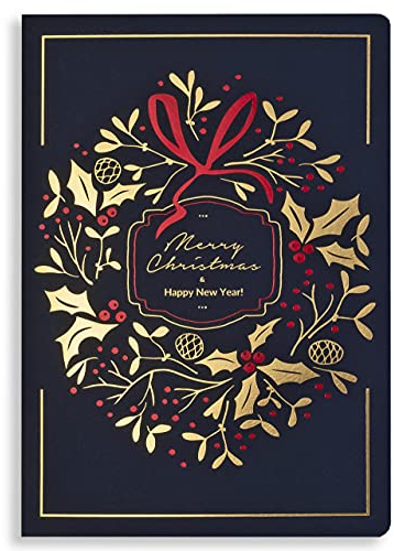Art Nuvo – EXKLUSIVE WEIHNACHTSKARTEN – SATZ VON 10 GLEICHEN KARTEN, 120x170mm, VERGOLDETE UND GEPRÄGTE WEIHNACHTSMOTIVE – HERGESTELLT AUS SCHMUCKPAPIER MIT EINLAGEN UND UMSCHLÄGEN, Mittel