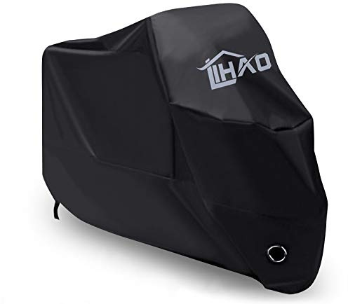 LIHAO Copertura di protezione per moto impermeabile, resistente al freddo e alle intemperie, protegge dalla polvere 190T - Nero, XXL