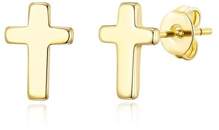 Philip Jones Gold Plated Cross Stud Earrings