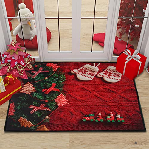 Hillylolly Weihnachtsteppich Matten, Weihnachtsmatte, Weihnachtsdeko Fußmatte, Weihnachts Türmatte, Teppich Eingangsbereich, Fußmatte 40 x 60 cm, für Eingangsbereich, Schlafzimmer, Arbeitszimmer(B)