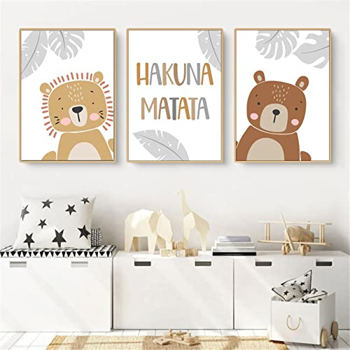CULASIGN Set med 3 affischer barnrum, skogsdjur, bilder, babyrum, dekoration, pojke, flickor, djur, barnaffischset, väggbilder DIN A4, barnbilder utan bildram (CDG, 21 x 30 cm)