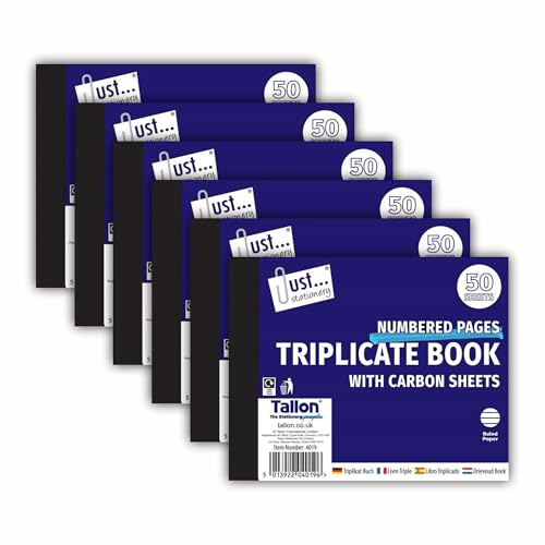 JMS we create smile 6 x Half Size Triplicate Receipt Book Numbered 1-50 Pages with Carbon Invoice Pad Half Size Carbon Sheet Triplicate Book