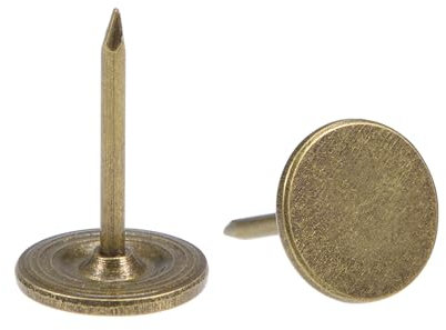 QUARKZMAN 30Pcs Clous de Tapissier, Tête Plate de 11mmx17mm, Clous Décoratifs pour Meubles, Clous à Pouce pour Canapés, Têtes de Lit, Bronze