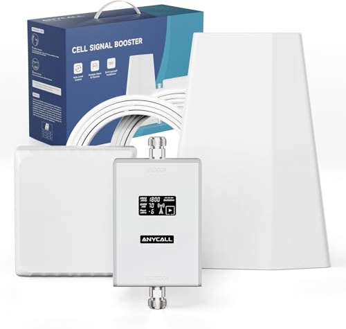 ANYCALL Amplificador Señal Movil para Banda 3/7, Amplificador de Cobertura Movil para Casa Oficina, 4G LTE 3G gsm Amplificador Cobertura Movil para Movistar Orange Más Yoigo, Pantalla Táctil