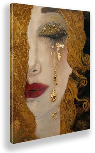 Giallobus - Quadro - Gustav Klimt - Lacrime dorate - Tela Canvas Telaio Standard - 50L x 70l cm - Pronto da appendere - Quadri moderni per la casa