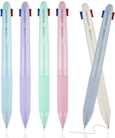 Svalor 4 Farben Kugelschreiber,4-in-1 Einziehbarer Kugelschreiber Mehrfarbig,Glatter 0.5mm Kugelschreiber für Büro,Home Office oder die Schule(6 Stück) (style 1)