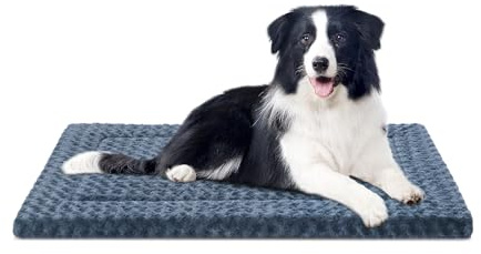 WagWonders Dog Bed Mat Washable Reversible Dog Crate Pad Soft Fluffy Pet Kennel Beds with Anti-Slip Bottom Dog Cat Sleeping Mattress for Medium Large Dogs, 35x22x1.5 Inch, Gray