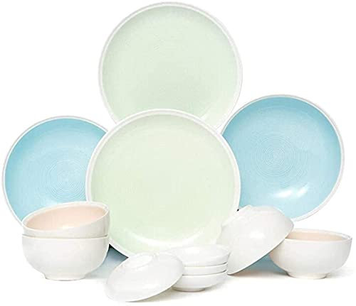 BGFYUSF Set di stoviglie - Set di Servizi di Piatti di Lusso， Set di stoviglie in Ceramica， Piatti/Ciotole/Piatto Set Combinato di stoviglie in Porcellana da 12 Pezzi，