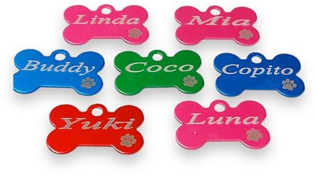 Chapa Perro Grabada en Forma de Hueso De Aluminio, Placa Perro Personalizada para Perros y Gatos, 3 Tamaños Diferentes, Chapa Identificativa Perro y Gato