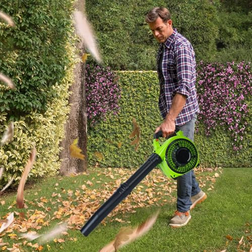 wicoanox Soplador de hojas de mano de 2 tiempos, soplador de hojas a gas de 26 cc, barredora de césped a gas, soplador de gasolina de mano, potente soplador de limpieza para el cuidado del césped,