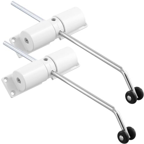 FUNSUEI 2 PCS 16.7 x 14 cm White Automatic Door Closer, Aluminum Alloy Door Closer, Quiet Auto Door Closing Suitable for Metal Doors, Fire Doors, Wooden Doors, Civil Doors