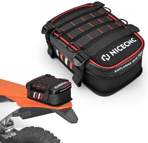 NICECNC Impermeable de la Bicicleta de Suciedad Trasera Bolsa de Defensa, Organizador Universal de Herramientas de Motocross con Tira Reflectante para Aventura Fuera de Carretera y Montar en Enduro