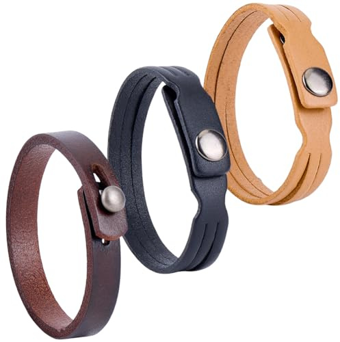 CALFOVERA Bracciale A Fascia in Vera Pelle Colorata per Uomini Regolabile Stile Punk Bracciali Sovrapposti Avvolgenti Bracciale Impilabile con Rivetti in Lega per Gioielli da Costume Feste di Cosplay