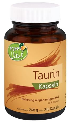 KOPP Vital® Taurin Kapseln 1000 mg – 240 Vegane Kapseln – 100% Reines Taurin – Hochdosiert & Premiumqualität – Ohne Zusatzstoffe – Made in Germany - 268 g