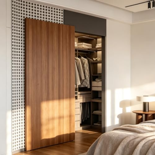 38 Inch Concealed Sliding Barn Door Hardware Kit with Soft Close, Invisible Wall Mount Track System, Fits 30-34 Opening, Heavy Duty Aluminum, Door Not Included (Door Needs Groove)