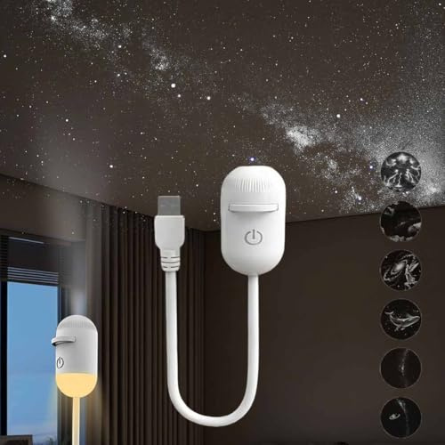 Proiettore galassia 2 in 1 con luce notturna, con 3/6/12 pellicole scorrevoli, per luce portatile USB con cielo stellato, rotazione a 360°, con luminosità dimmerabile per camera da letto. (6pcs)