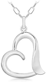 Tuscany Silver Damen Bohnenkette Halskette Rhodiniert Sterling Silber Offen Herz 41cm/16zoll