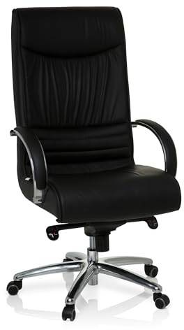 hjh OFFICE Fauteuil de Direction XXL F 400 Cuir Noir, Chaise de Bureau rembourrée pouvant Supporter jusqu'à 150 kg