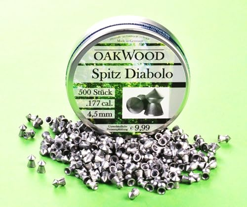 500 SCHUSS OAKWOOD SPITZ DIABOLOS- LUFTGEWEHRKUGELN - 4,5MM - Made for Germany DRUCKLUFTWAFFEN IM KAL: 4,5 DIABOLO GEEIGNET
