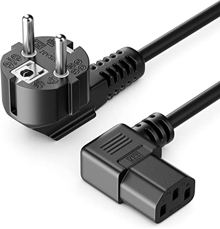 CABLEPELADO Cable de alimentación acodado CPU | Enchufe Tipo F (CEE 7/4) 90° en Ángulo Toma de Entrada C13 Enchufe 90° en Ángulo | Sección 0.75mm² | Ordenador, Monitor, Impresora | Negro | 2 Metros