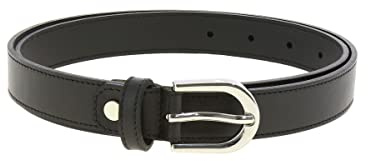 FASHIONGEN - Cintura donna in Vera Pelle di vacchetta Pieno Fiore, Cintura donna per jeans, Vestito, Pantaloni, LUNA - Nero, 85