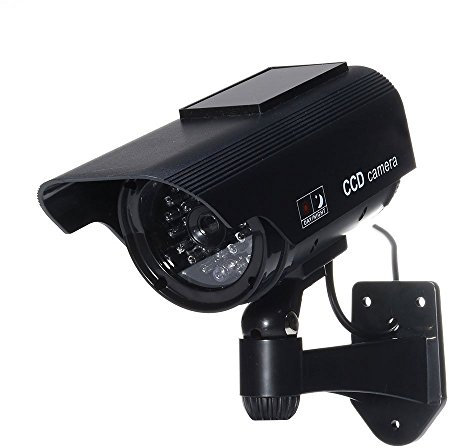 Tech Traders Waterproof Black SOLAR Dummy/Fake CCTV Security Camera/Outdoor Camera with Solar panel