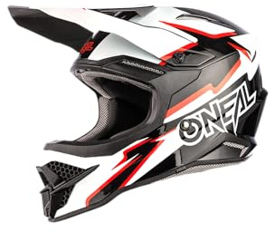 O'NEAL | Casco de Motocross | Enduro | Carcasa de ABS, Norma de Seguridad ECE 22.06, Ventilaciones para una refrigeración óptima | Casco 3SRS Voltage V.23 | Adulto | Negro Blanco | Talla M (57/58 cm)