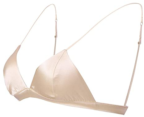 GHAKKE Bralette Triangular De Satén De Seda For Mujer, Sujetador Sin Aros De Copa Suave, Corsé Sin Aros Suave Y Cómodo, Lencería Sexy (Color : Skin Color, Size : L)