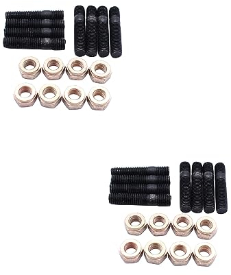 SHLPDFM 16 Stück Stehbolzen Stiftschraube Abgaskrümmer Hochfest M8x40mm + 16 Stück Muttern
