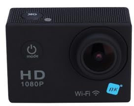 NK Cámara Deportiva - Cámara Acuatica Ultra HD con Control Remoto, 1080P 30fps / 720P 60fps, 8 MP, Pantalla 2 LCD, Batería 900mAh, 170º Ojo de Pez, Carcasa Impermeable, Cable USB - Color Negro