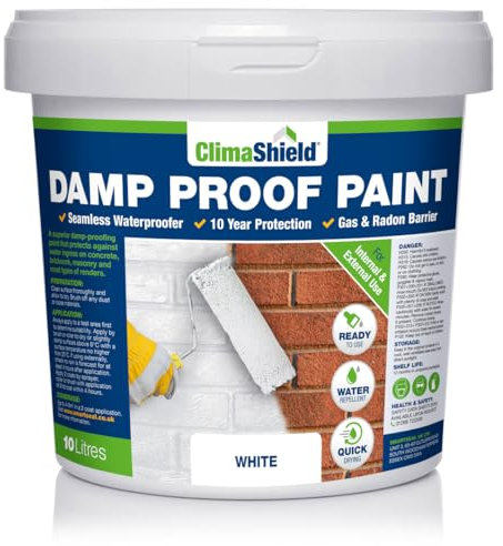 SmartSeal Damp Proof Paint - Interior & Exterior Walls, Ceilings & Floors – Prevents Water Ingress & Penetrating Damp (White, 10 Litres)