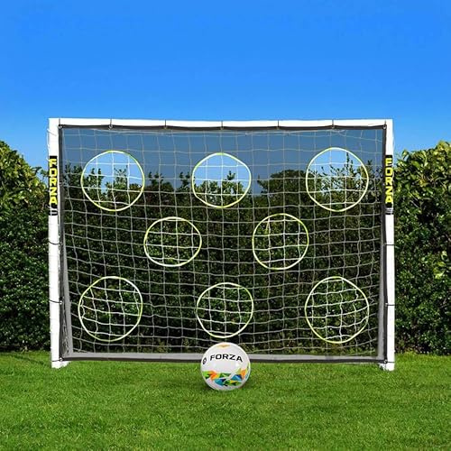 FORZA But de Football en PVC de 2,4 m x 1,8 m | Cage de Foot de Jardin Résistante aux Intempéries | Mur de Tir, Ballon et Sac en Option | Entraînement à la Maison (But + Ballon + Mur de Tir)