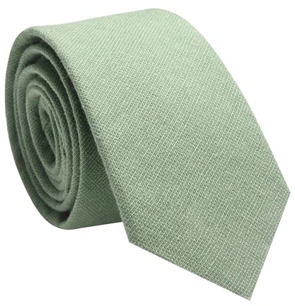 RBOCOTT Sage Green Cotton Slim Tie Skinny Necktie for Men 6cm(6)