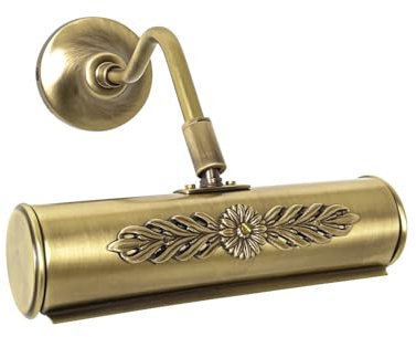 Bilderleuchte Messing massiv B: 20 cm schwenkbar in Bronze hell glänzend für E14 Premium Wandlampe Bilderlampe