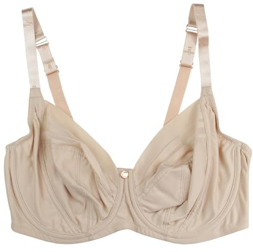 New Ladies Underwired Full Cup Bra Girls Firm Support Nude Beige Skin UK Womens Regular and Plus Size (Nude, 34F)