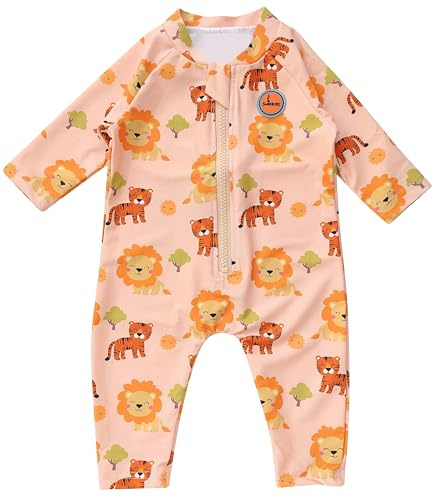 Swimbubs Baby UV Swimsuit Boys Sunsuit Swimwear Girls Sun Protection Rash Guard Vest Toddler UPF50 Wetsuit (6-12 Months, Orange Lion)