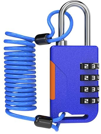 UP Security Cadenas de ski, cadenas à combinaison avec câble rétractable (Câble 91 cm), cadenas à code avec câble pour snowboard, vélo, porte de réfrigérateur, armoire, clôture extérieure (Bleu)