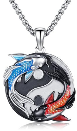 OHAYOO Yin Yang Halskette 925 Sterling Silber Yin Yang Anhänger Kette Partnerketten für Sie und Ihn Koi Fisch Halskette Yin Yang Schmuck Geschenke für Damen Herren Couple (Yin Yang Fisch #1)