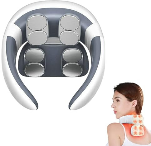 Neck Massager for Neck Pain with Heat Function,6 Modes 9 Levels,with 8 Massage Heads,Massage at Home Outdoor (White)