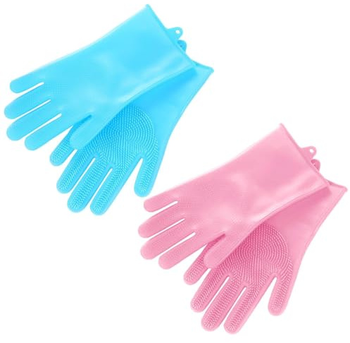 HDGSAFD 2 Pares De Guantes De Ducha De Mascotas, Guantes Antideslizantes para Perros Y Gatos, Guantes De Silicona Multifunción, Accesorios De Limpieza De Mascotas.