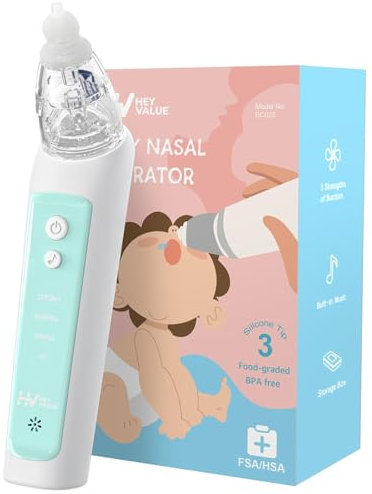 Nasensauger Baby, Nasensauger Baby Elektrisch, Elektrischer Nasensauger Baby Staubsauger Wiederaufladbar Mit 3 SaugstäRken (Green)