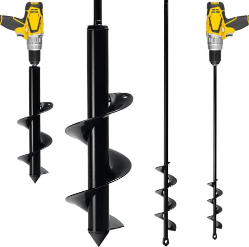 Garden Auger Drill Bit for Planting 1.6x16.5and 3.5x16, Heavy Duty Bulb Planter Tool for Digging Holes, Compatible with 3/8 Hex Drive Drill