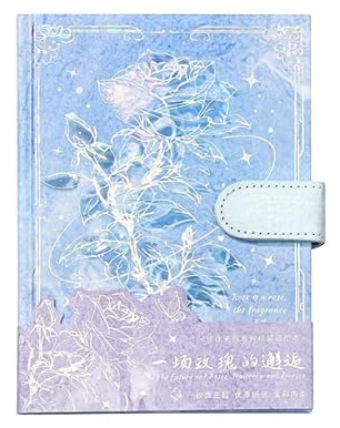 Rose Journal for Women,Vintage Journals for Writing, with Gorgeous Blank Paper, Floral Hardcover Notebook Secret Diaries, Aesthetic Butterfly Journal for Memories Sketch Men Women Girl Blue