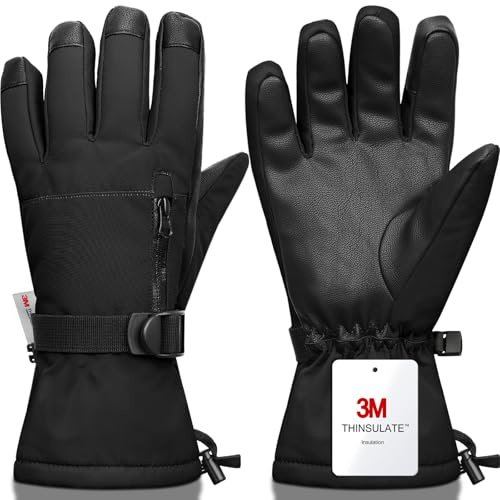 Odtmger Guantes impermeables para la nieve para niños Mitones compatibles con pantallas táctiles, cálidos, aptos para condiciones climáticas frías y para snowboard.