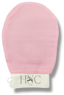 HNC Paris, Gant de kessa Premium, Gommage Corps et Visage 100% Fibre de Viscose, Gant exfoliant Purifie élimine et Nettoie en profondeur. (rose)