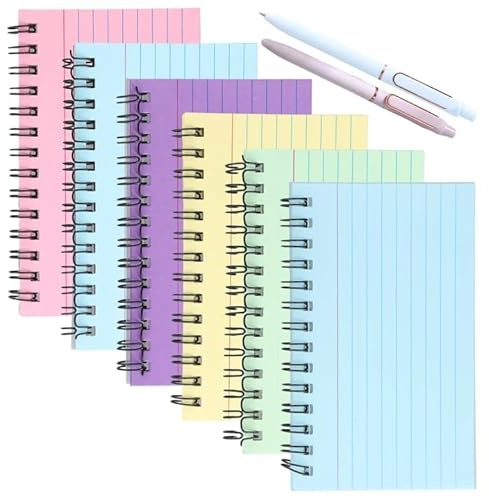 Lot de 6 Fiches Bristol avec 2 Stylos, 5 Couleurs Cartes de Révision, 300 Feuilles Flashcards 12,5 x 7,5 cm, Cartes d’Index Lignées pour Bureau École Apprentissage